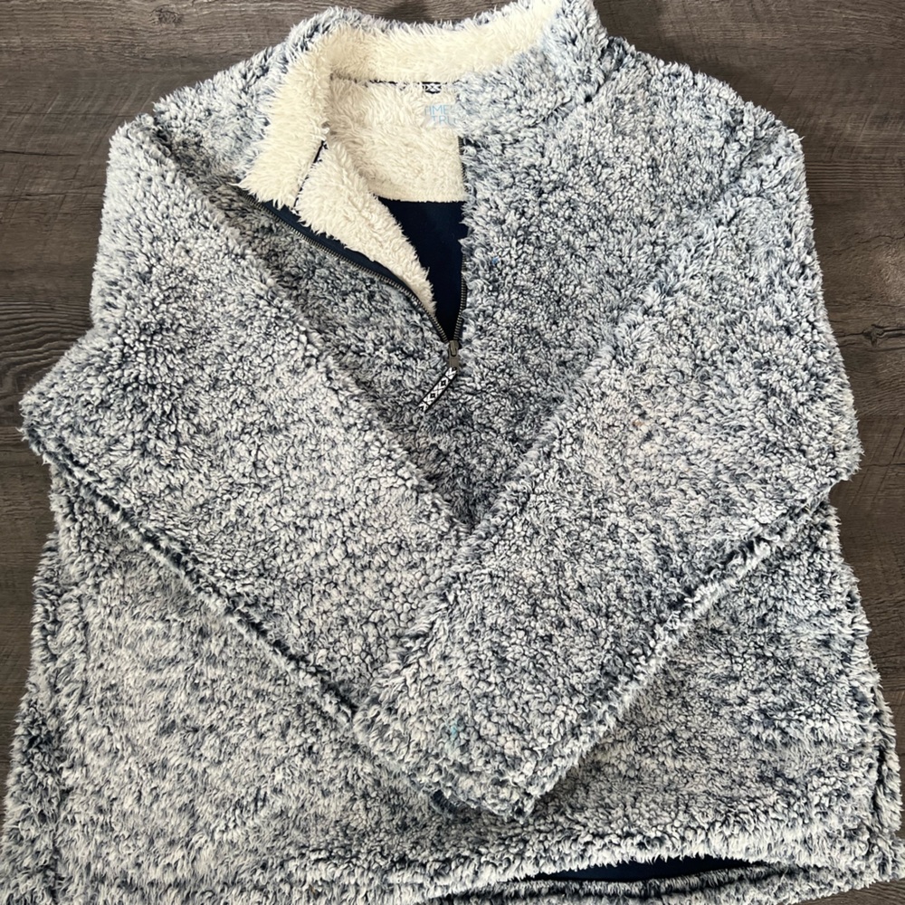Time and tru 1/4zip pull over fuzzy sweater